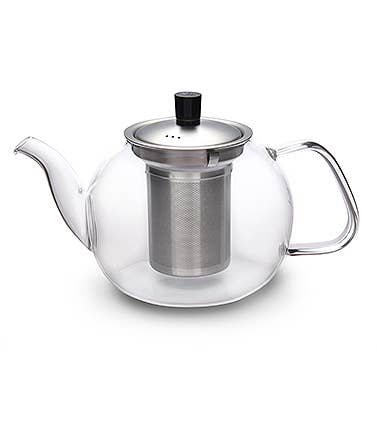 30oz Glass Teapot Classic Round With Stainless Steel Infuser – Spilt Milk  Pastry