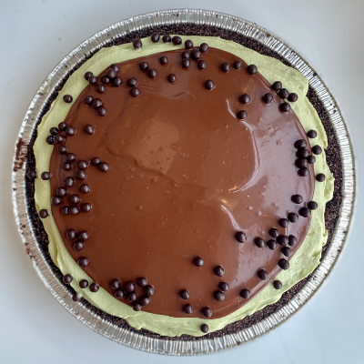 Dark Chocolate Matcha Mint Pie