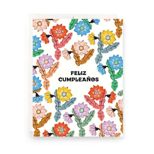 Orchid Cactus Feliz Cupleanos Greeting Card