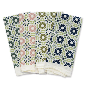 Cool Mix Woodblock Chicory Napkins (Set of 4)
